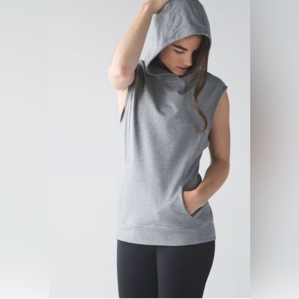 Lululemon Blissed Out Sleeveless Hoodie - Heathered Gray French Terry Cloth